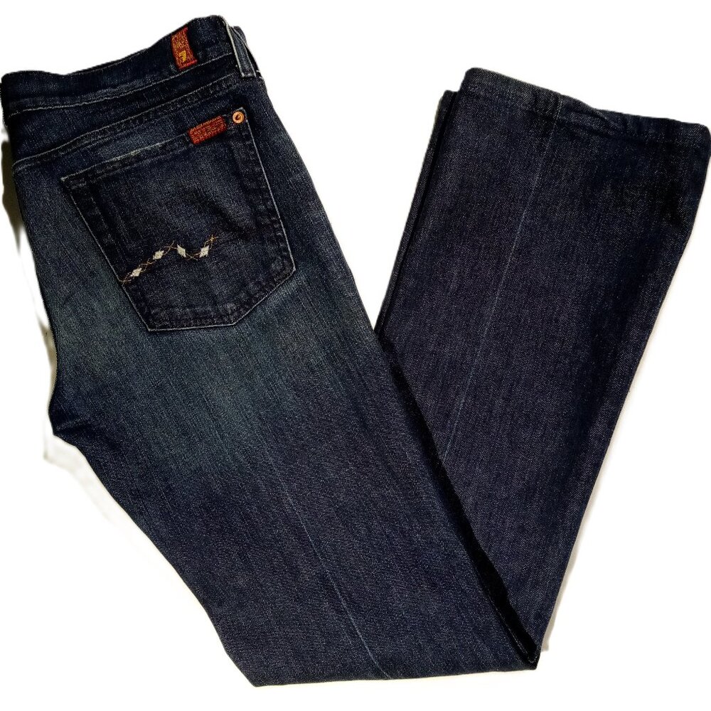 7 for All Mankind Jeans  size  31  Dark Wash  Embroidered Pockets  Boot Cut  VGC